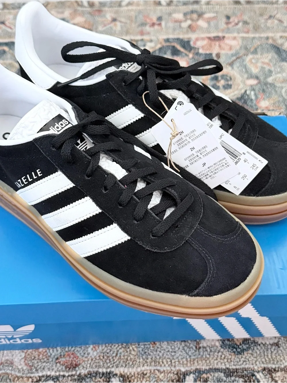 adidas Gazelle Bold Platform Sneakers Black/White with Gum Sole